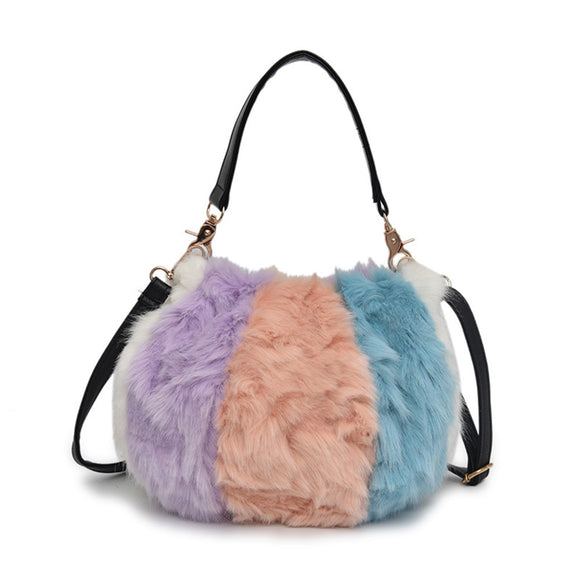 New rabbit fur handbag